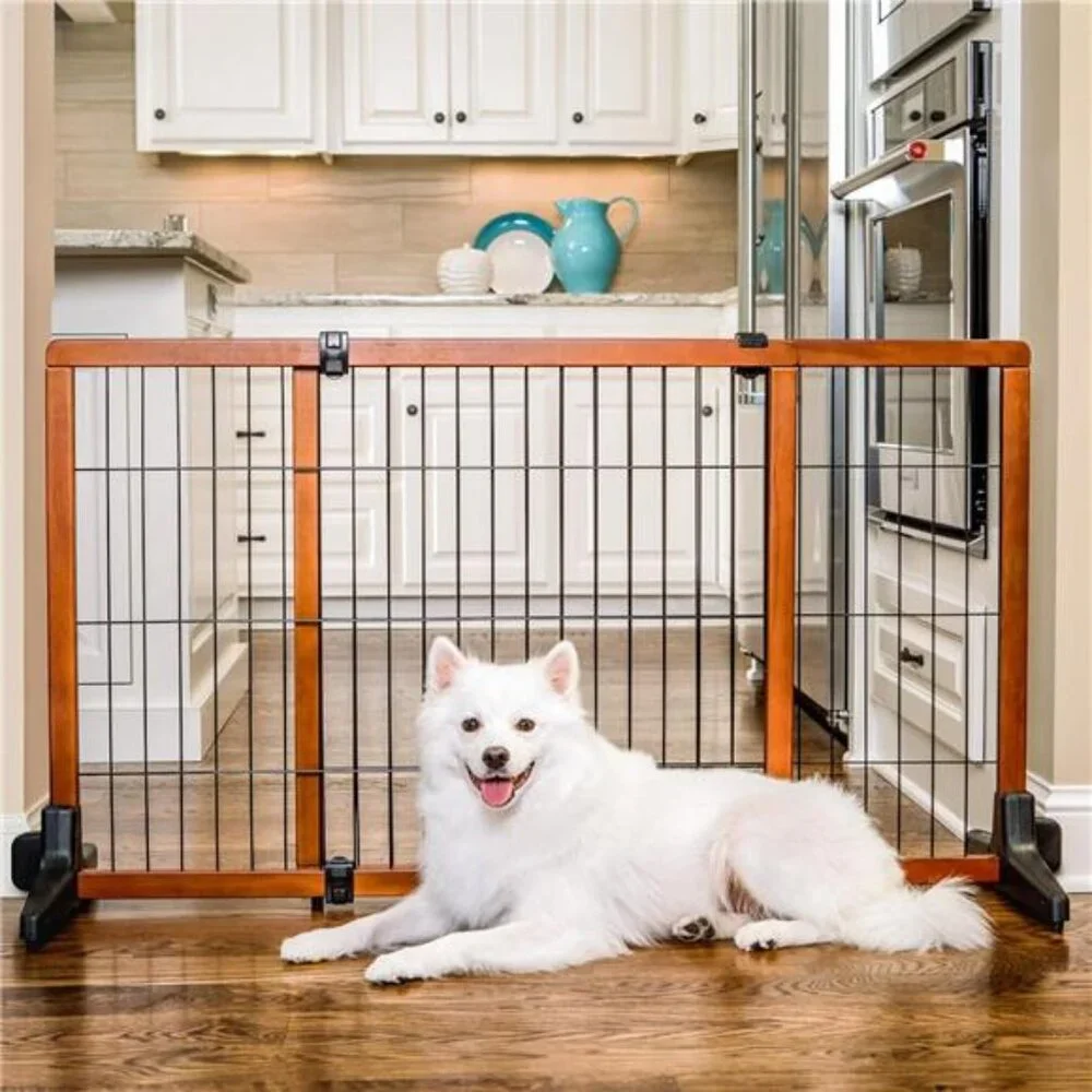 Extra Tall 70-Inch Wide Adjustable Freestanding Pet Gate, Premium Wood (2870 DS)